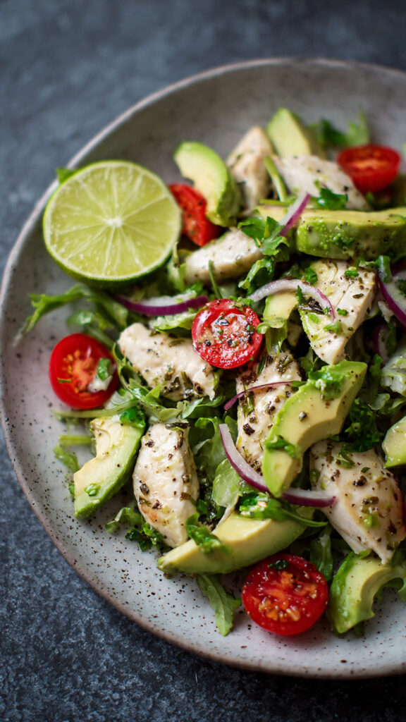 Avocado & Chicken Salad with Lime Dressing