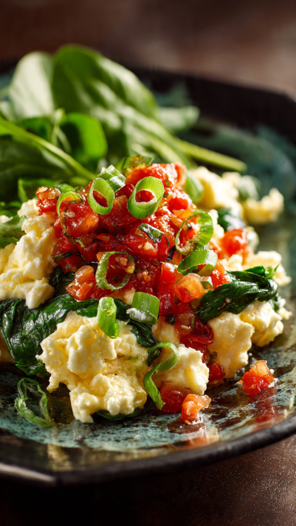 Scrambled Egg Whites with Salsa & Spinach