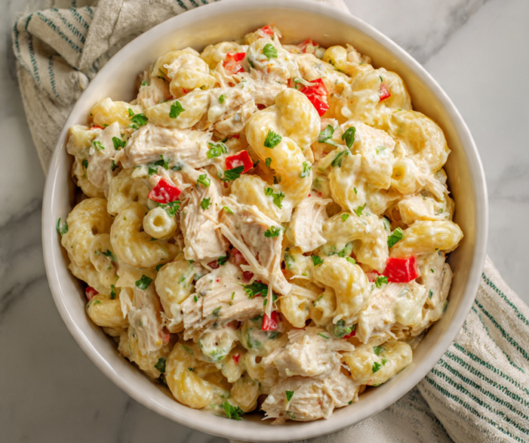 Creamy Chicken Macaroni Salad That Stays Perfectly Balanced, Never Watery