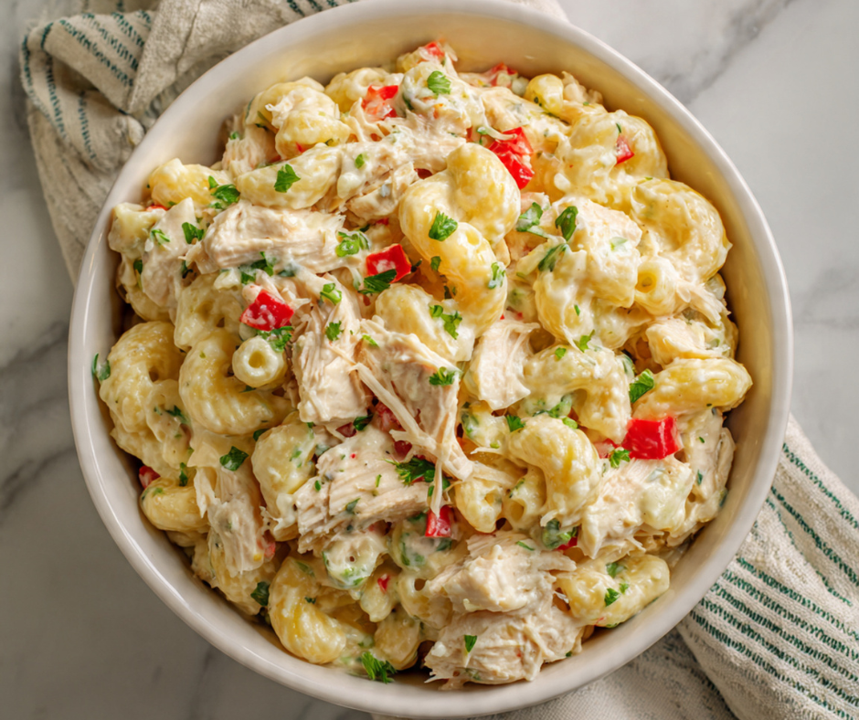 Creamy Chicken Macaroni Salad That Stays Perfectly Balanced, Never Watery