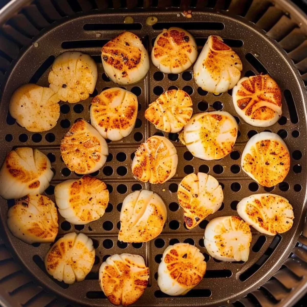 perfectly seared air fryer scallops