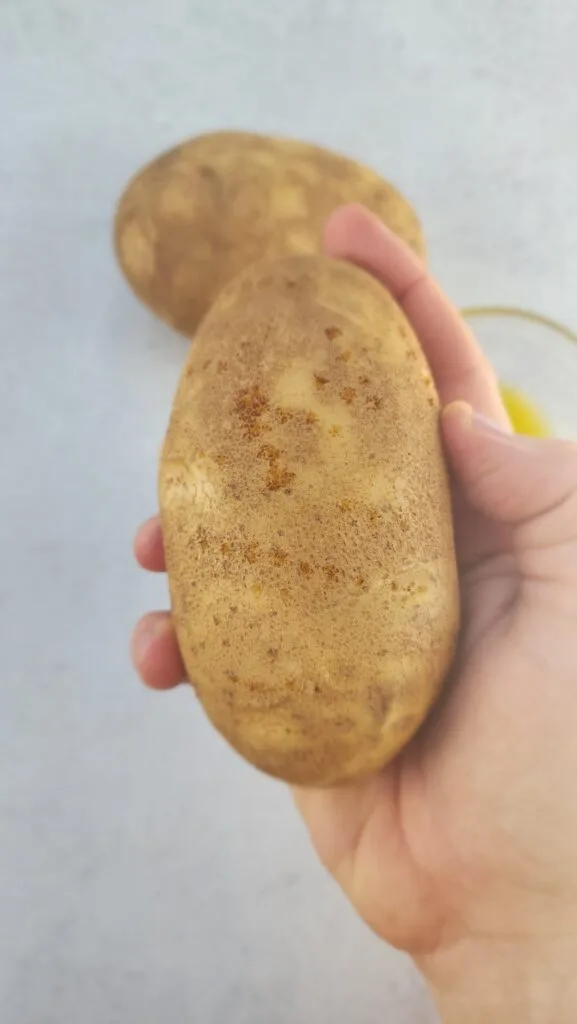 potato pierced with fork