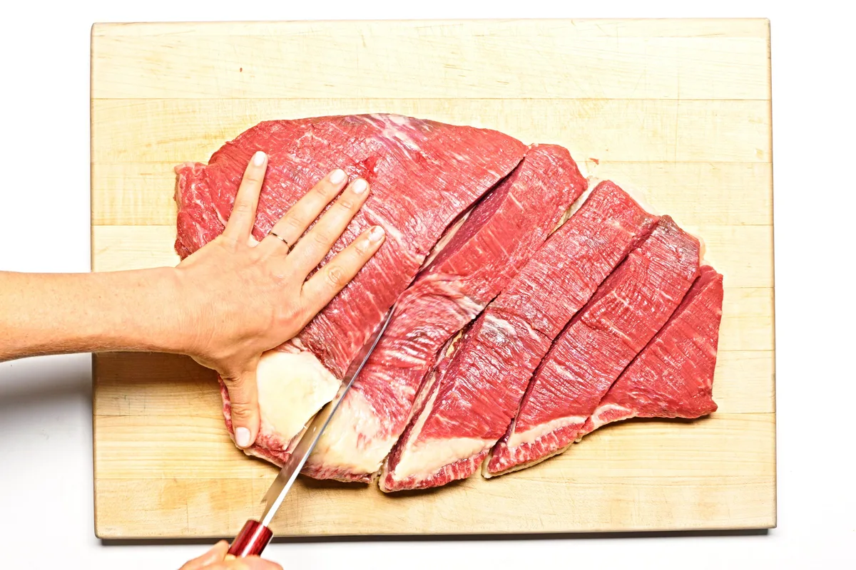 slicing meat against the grain
