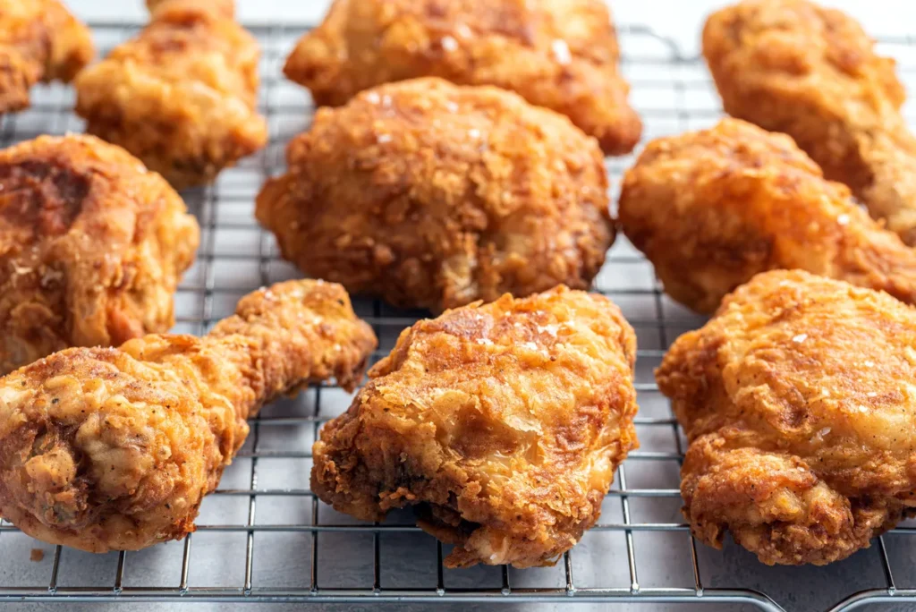 why is fried chicken coating oily