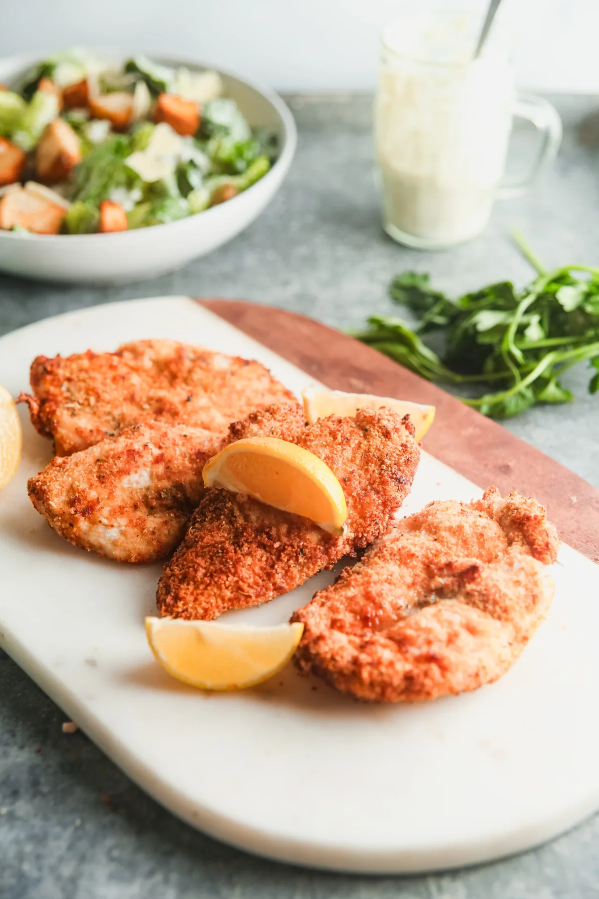 wire rack drained breaded chicken cutlets