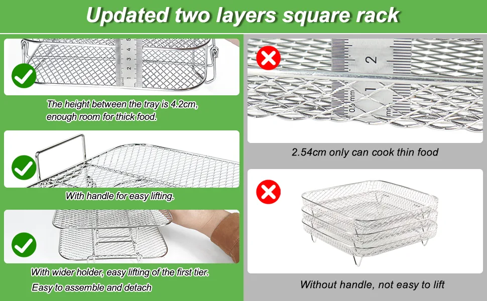 adjustable 2-tier air fryer rack height