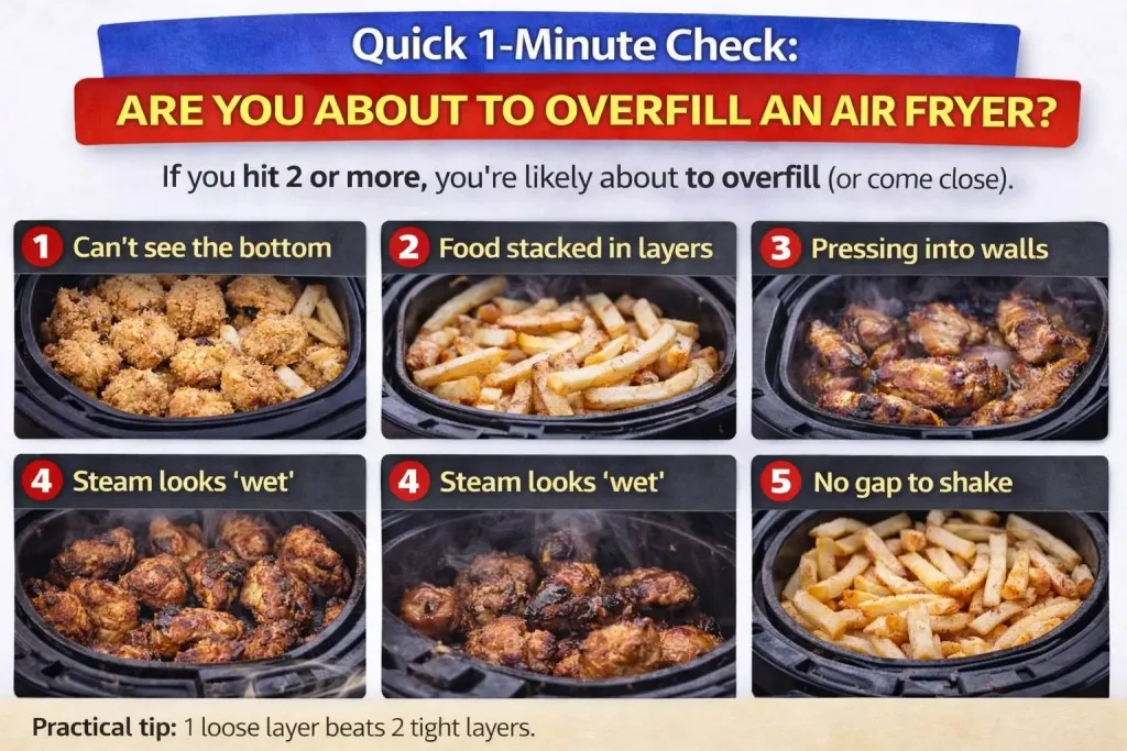 air fryer basket overcrowding undercooked meat