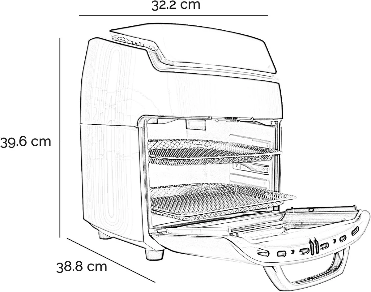 air fryer interior measurement diagram