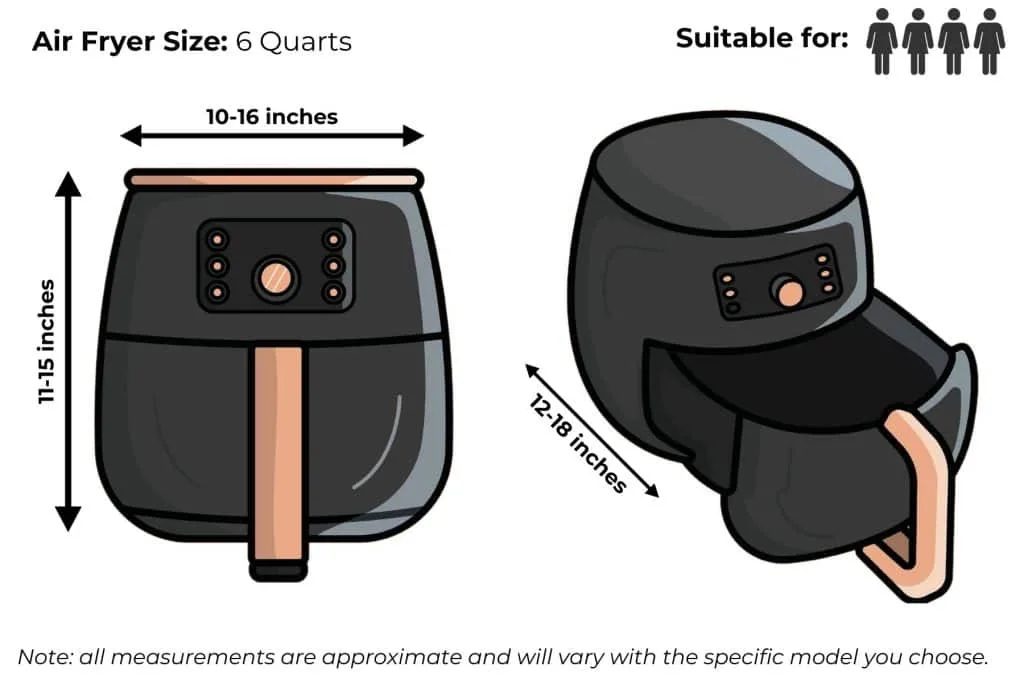 air fryer pan size cheat sheet