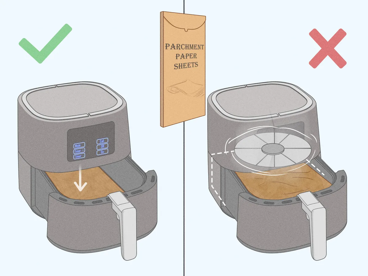 air fryer parchment overhang