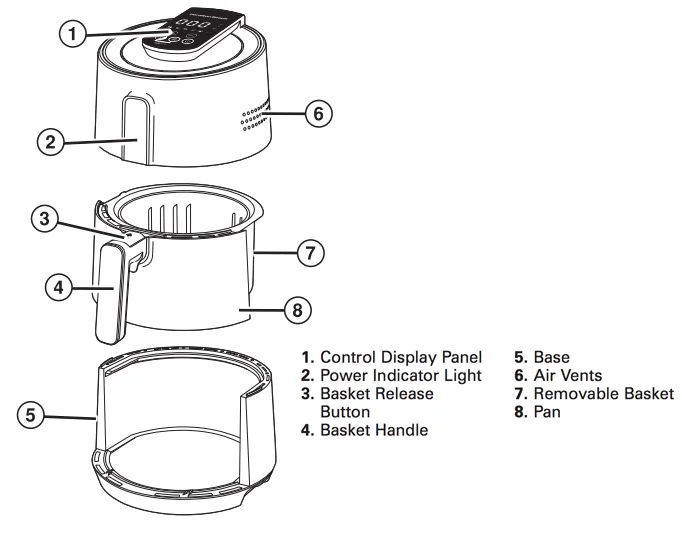 air fryer removable cord specs