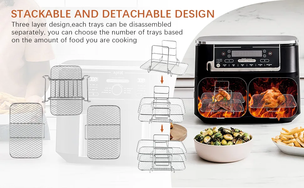 air fryer stacked batch cooking