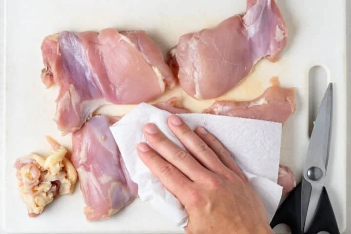 excess marinade patting prep step