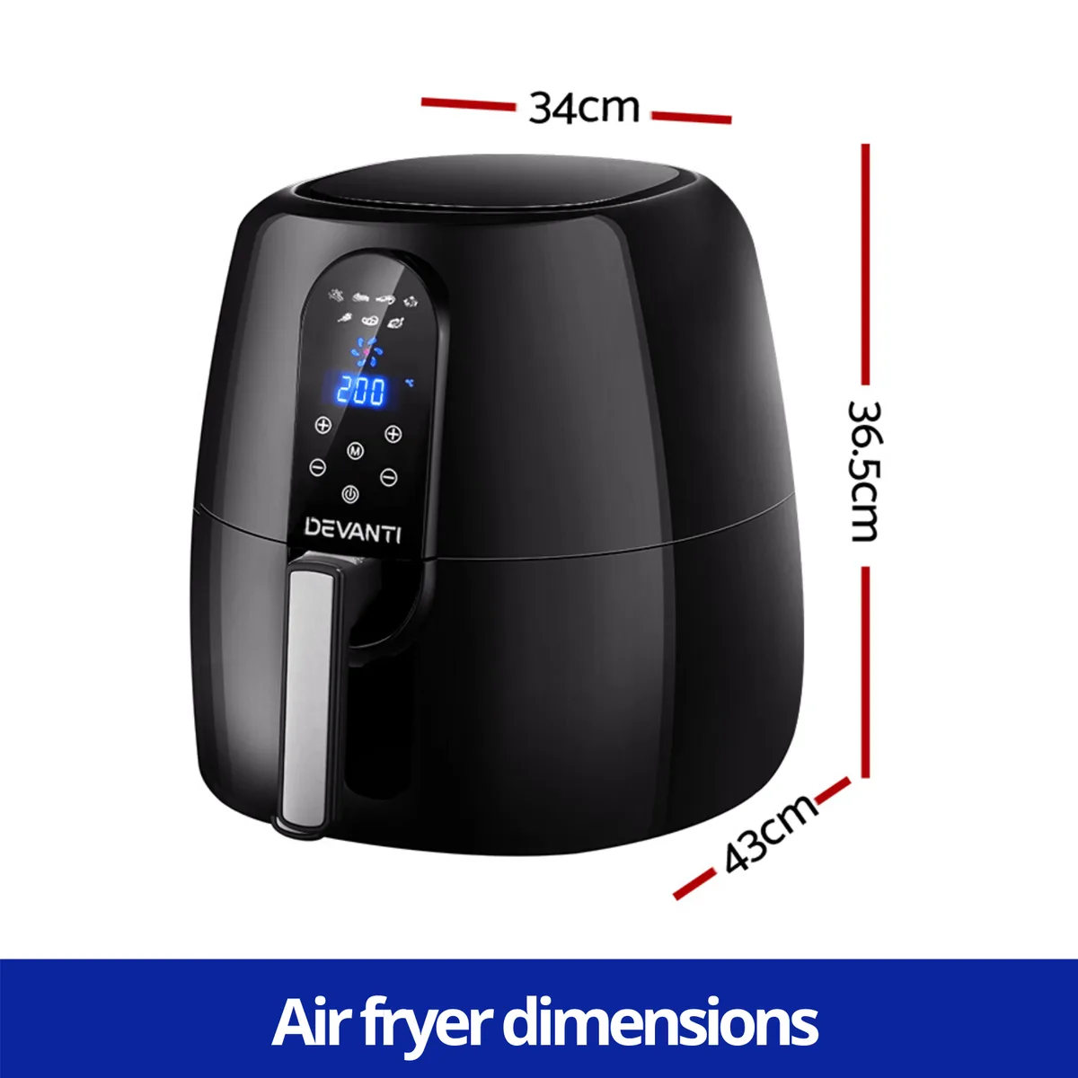 external air fryer dimension measurement