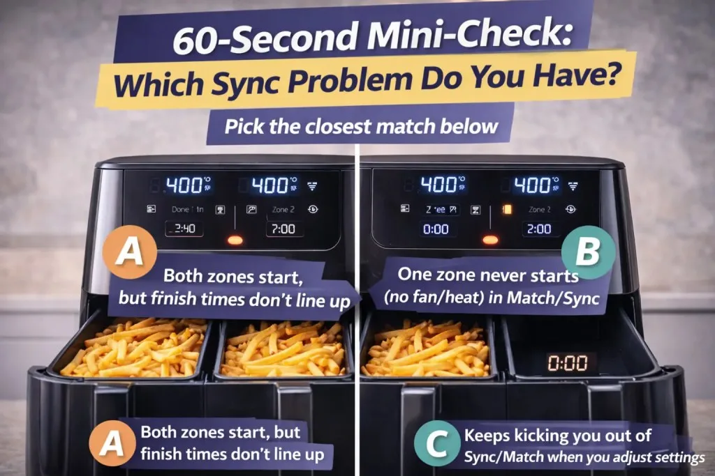 sync finish mode dual air fryer